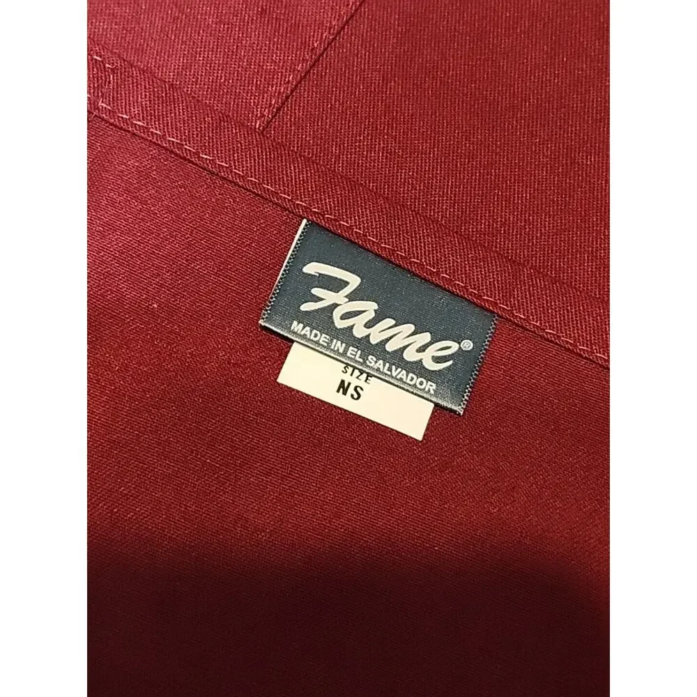 Fame Fabrics 2 Patch Pocket Bib Apron Burgundy Adjustable Neck Strap